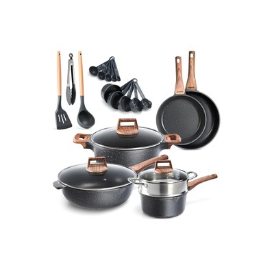 Bakken-Swiss 14-Piece Kitchen Cookware Set Granite Non-Stick Eco-Friendly