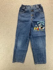 Disney Mickey Mouse Kids Embroidered Jeans Denim Blue Size 6