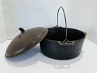 RARE Antique Wagner Unmarked #8 Cast Iron Dutch Oven/Cauldron w/Self Basting Lid