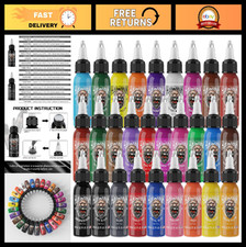 28 Colors Tattoo Ink Set 1 oz (30ml) Pigment Kit for Tattoo Supplies - USA Made