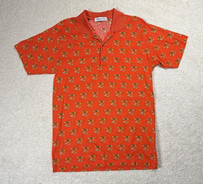 Christian Dior Polo Shirt Mens M Orange Leopard CD Logo Print