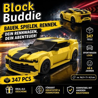 BlockBuddie  Chevrolet Camaro Gelb 2019 Sport MOC Auto Rennwagen Klemmbausteine