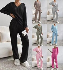 2Pcs Women Lounge Wear Tracksuit Knitted Casual Loose set Comfortable