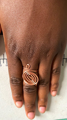 Handcrafted Adjustable Copper Spiral Wrap Band Ring Size 7-9, No Stone