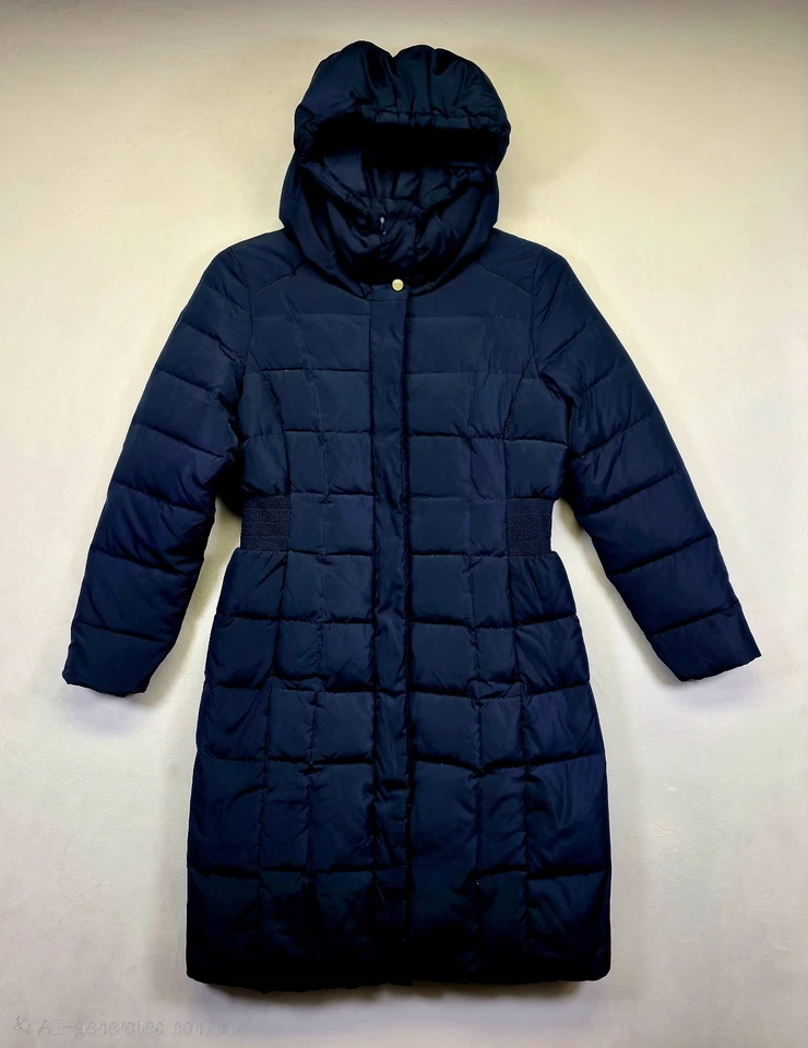 Abrigo acolchado de plumón Cole Haan para mujer M azul marino chaqueta de palangre acolchado pesado invierno Foto 3 de 4