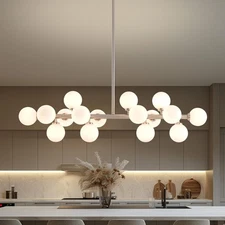 Glass Globe Sputnik Chandelier 16-Light Mid Century Modern Light Fixture Over...