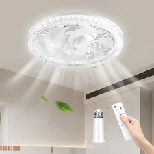 Ceiling Fans with LightsSocket Fan Light with Remote ControlDimmable Brightne...