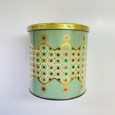 Baret Ware Biscuit Barrel Art England Embossed Tin Vintage 1960's No 65/TB 63