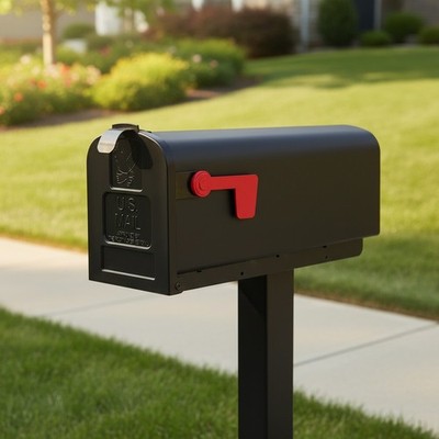 Parsons Black Rust-Proof Post Mounted Mailbox - USPS Approved for Easy Delivery