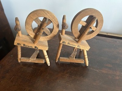 1950s Wooden Dollhouse Spinning Wheel, Vintage. Folk Art.  Two (2) Available