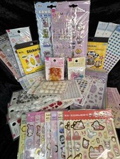 ENTIRE LOT Assortment Of 35 Japanese Stickers  2 Packs Of Beads Daiso Sanrio