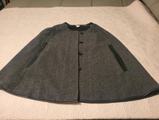 J Crew Women’s Wool Cape Coat Leather Trim/ Button Up/Preppy 