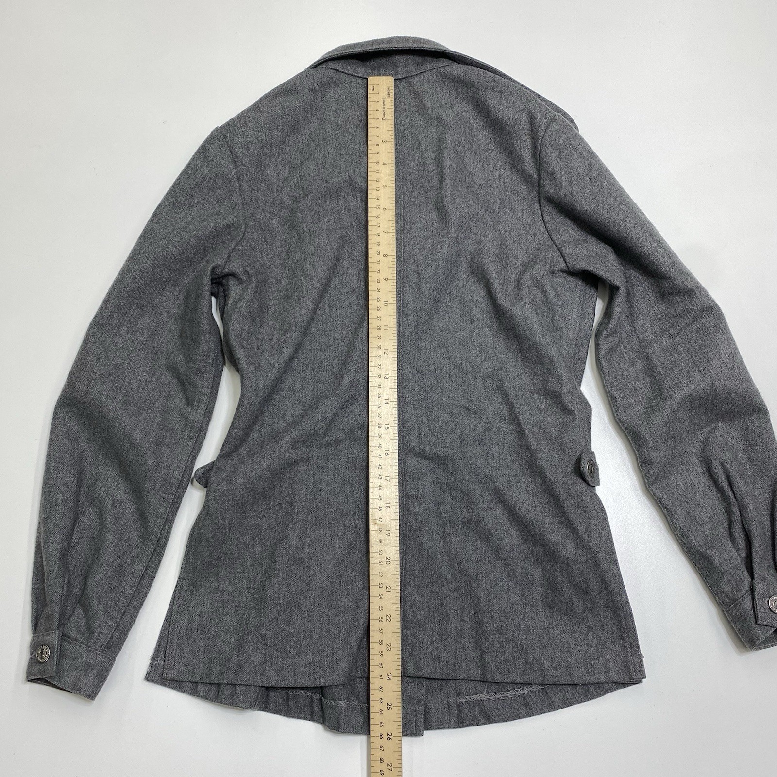 Vintage Miss Levis Womens Small Gray Button Front Collared Wool Shirt Jacket thumbnail 13