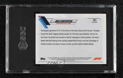 2021 Topps Chrome Formula 1 Refractor Max Verstappen #161 SGC 9.5 Mint+ - Picture 2 of 3