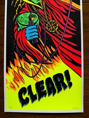 Sean Cliver XENU IS KING FLOCKED ART PRINT 27/100 Strangelove