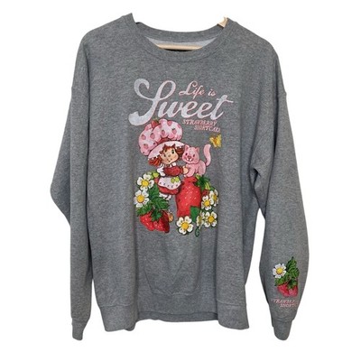 Strawberry Shortcake Gray Life Is Sweet Logo Sleeve Sweatshirt Women s Large