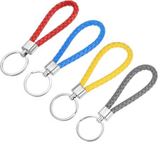 Braided Leather Keychains, Home PU Keys Ring Woven
