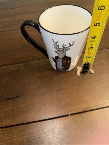 Tazza da caffè firmata Housewares Hipster Buck Deer Animal 16,5 oz gres - Foto 4 di 5