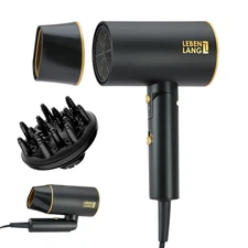 Ionic Hair Dryer 1875W - Compact Portable Lightweight with Diffuser and Bag f