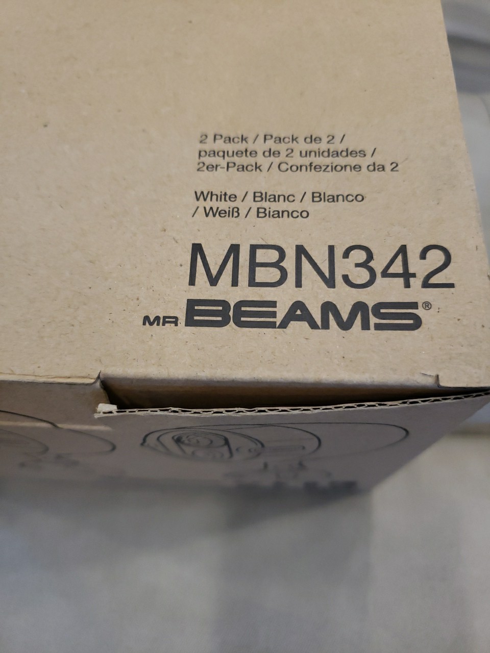 Mr Beams MBN342 2-Pack White Wireless Motion Sensing Spotlight System NIB New