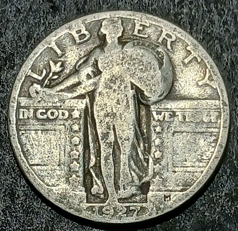 1927 Standing Liberty Quarter Antique U.S.A. Coin Philadelphia Minted Avg Circ