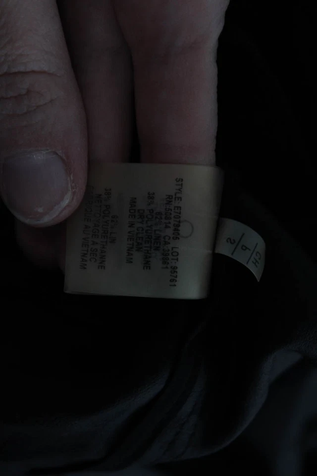 Elie Tahari Women Anorak Raincoat Black High Neck Drawstring Linen Blend Size S - Image 4 of 4