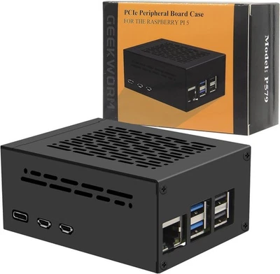 GEEKWORM Gehäuse P579 für Raspberry Pi 5 Support PCIe M.2 NVMe Shield Top und Cooler
