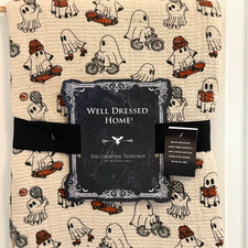 Halloween Ghosts Reading Books Sports Tennis Skating Throw Blanket 50"x 70" NWT