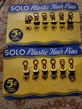 Vintage SOLO plastic Hair Pins, 6 On Each Card, 2 Cards