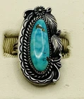VTG Sterling Signed E HARVEY Turquoise Silver Ring