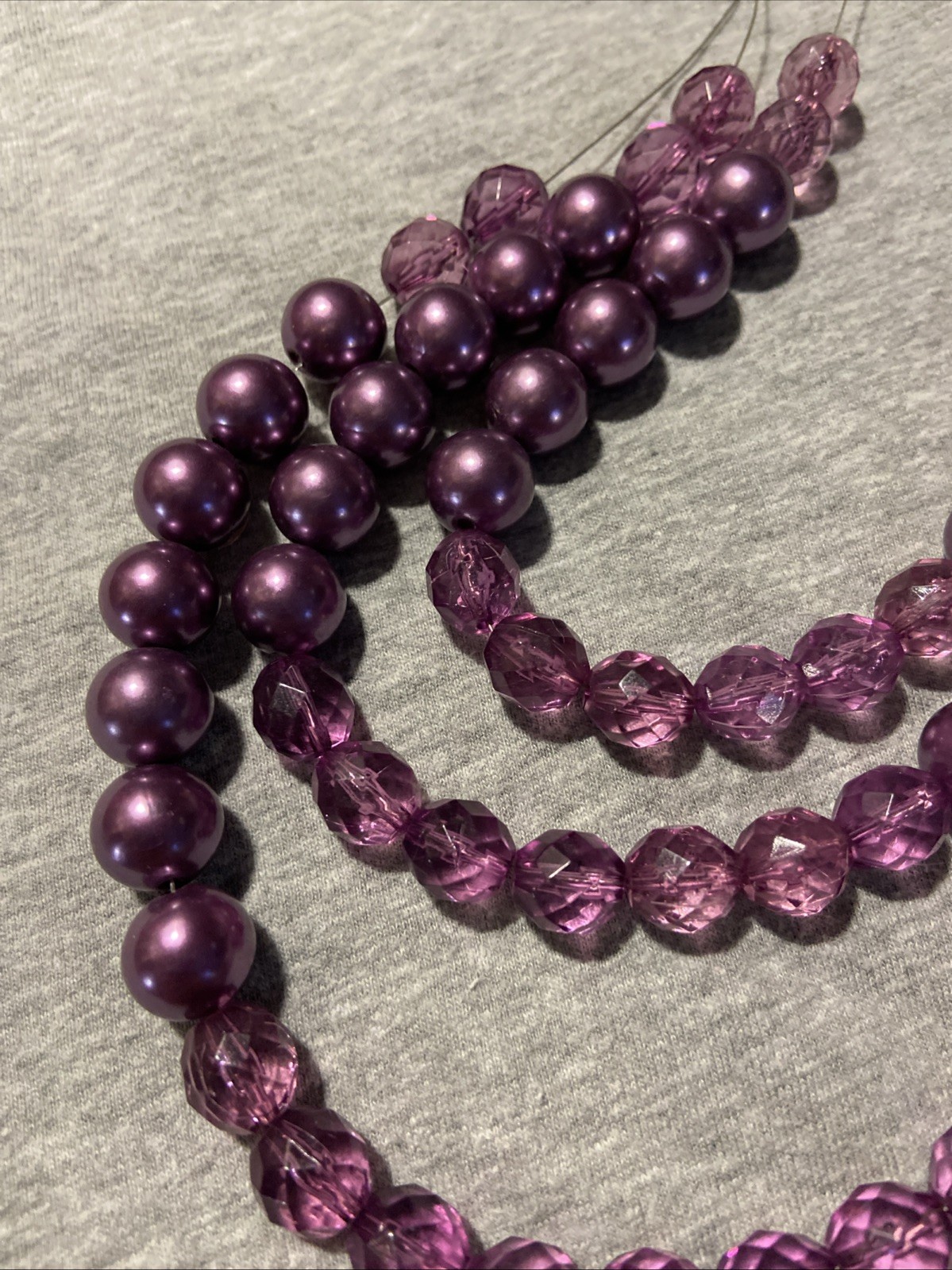 Two Purple Beaded Necklaces, Multiple Strands - image 11