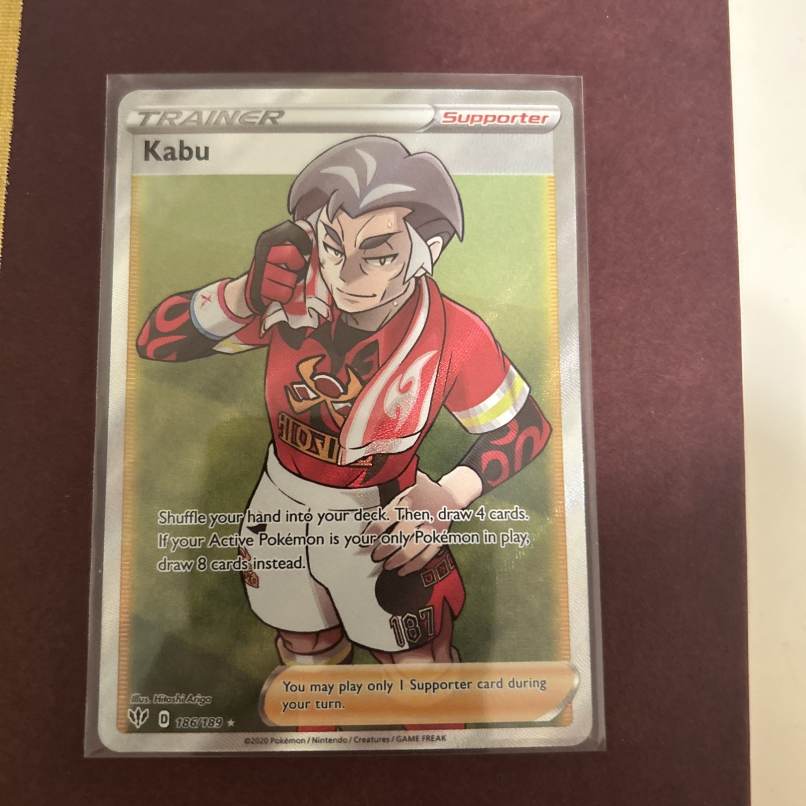 Kabu Full Art Holo Card 186/189SWSH03: Darkness Ablaze NM Condition