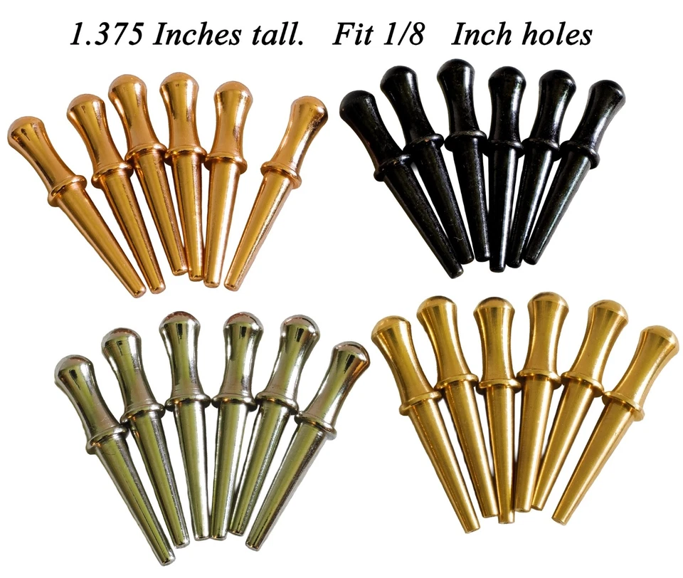 Metal Cribbage Pegs, 1 3/8” tall, Tapered for 1/8” holes, Set of 24, in 4 colors - Image 2 of 4