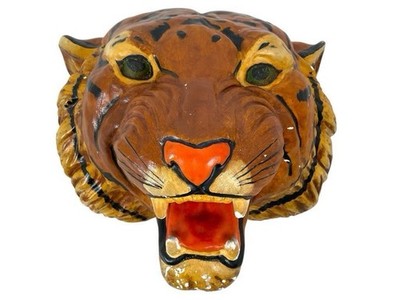 Large Vintage Tiger Sculpture- Handmade and Hand Painted - Early To Mid-Century