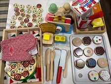 HUGE LOT Melissa Doug Food Wood Kitchen Ice Crm Chef Pizza Toast Burger Cookie