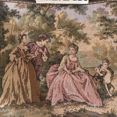 French Tapestry Courting Couple18th Century Country Scene 10  x 10   For Two