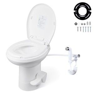 Yescom 20" RV Toilet Gravity Flush Elongated with Bidet Spray Trailer Caravan