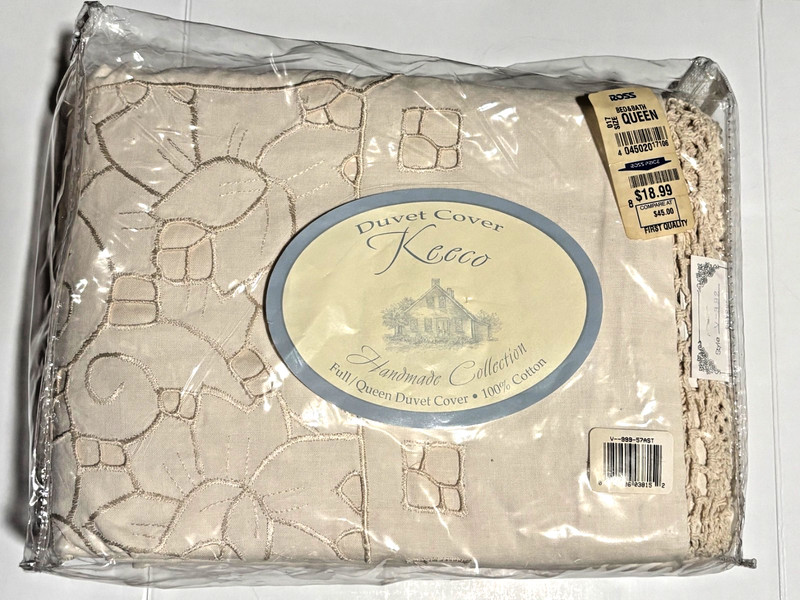 Duvet Cover Full/Queen Vintage NIB Keeco Handmade Collection embroidery & lace