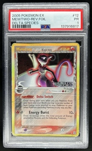 2005 Pokemon EX Delta Species Mewtwo Reverse Holo #12/113 PSA 1