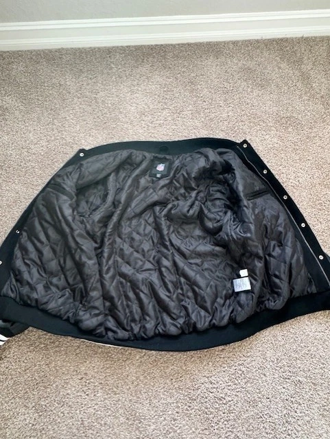 Cincinnati Bengals NFL Varsity Jacket XXL Black Wool Body Faux Leather Sleeves - Image 3 of 4