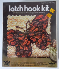 Vintage Monarch Butterfly Latch Hook Kit Rug Wall Hanging 12x12 USA Valiant 9642