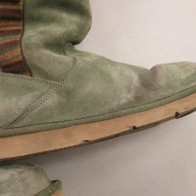 UGG Australia Womens Size 8 Green Suede Tall Boots Side Zip Buckle