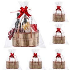 6 Set Baskets for Gifts Empty Bulk Large Woven Gift Basket Kit with Handles, ...