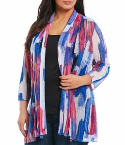 NWT Ali Miles Plus Size 3/4 Sleeve Abstract Print Onion Skin Top Size 1X | eBay