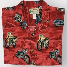 Vintage Paradise Found Hawaiian Shirt Mens Size 2XL Camp Rayon Motorcycle Harley