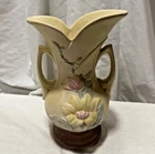 Hull Pottery Magnolia Vase, Shape 8-10 1/2, Pink/Blue, Label
