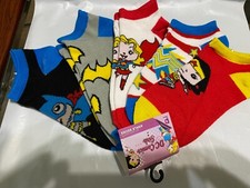 DC COMICS GIRLS MIX AND MATCH ANKLE SOCKS-5 PAIRS-SIZE 9-11