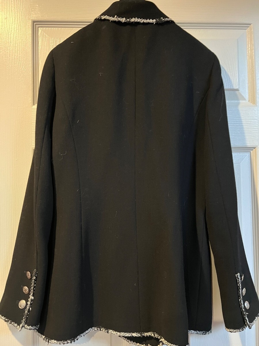 CHANEL 05C VINTAGE ICONIC BLACK TWEED JACKET GOLD CAMELLIA