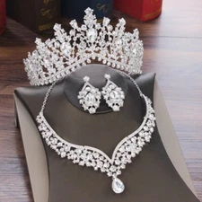 3 pcs. Baroque Crystal Water Drop Jewelry Set Elegant Rhinestone Bride Accessory