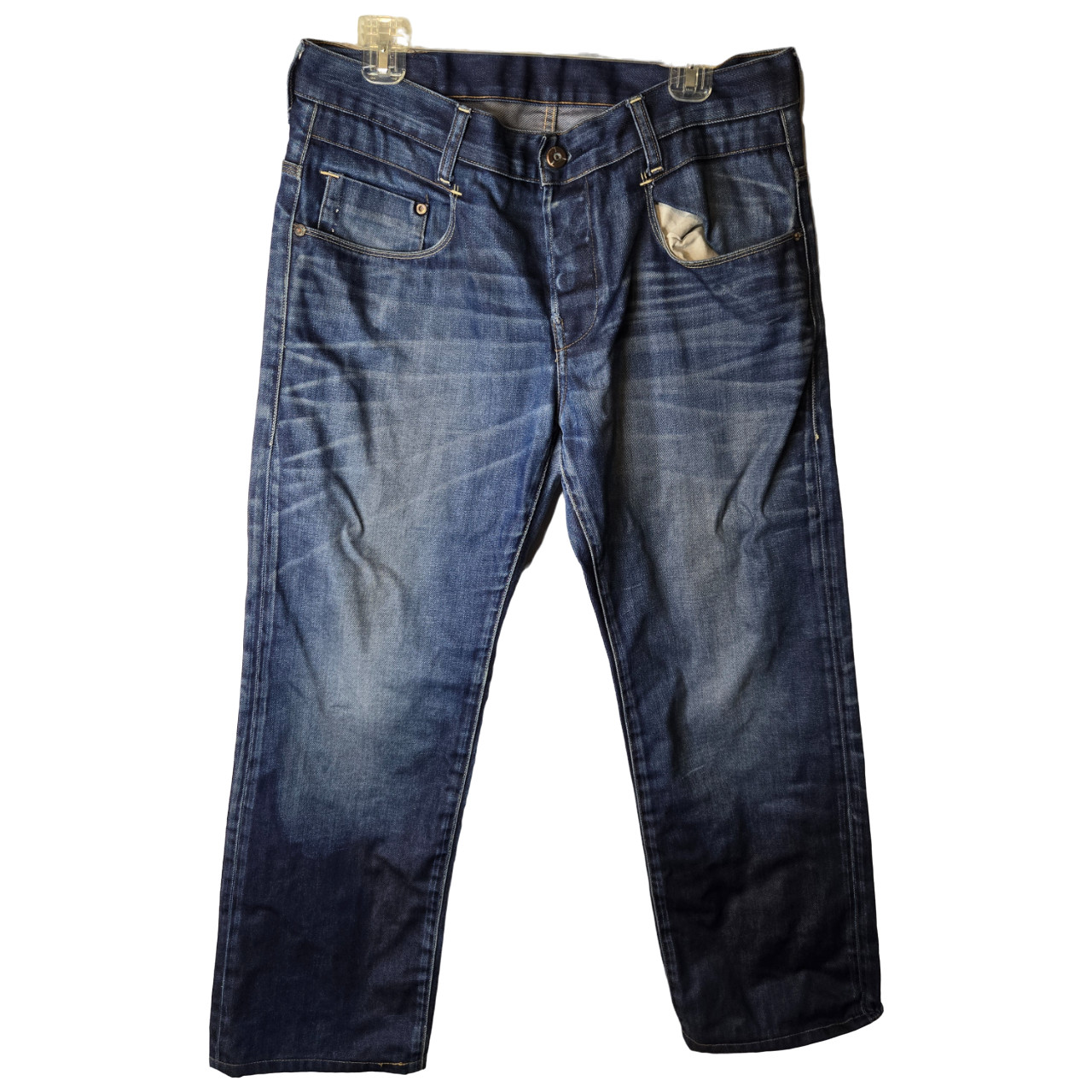 G-Star Raw GS01 Blue Denim Straight Mid Rise Button Fly Men's